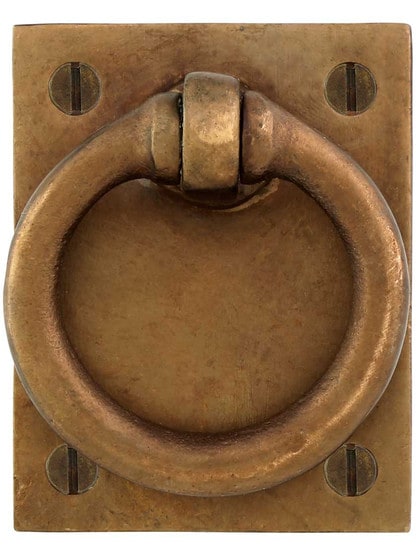 Rectangular Bronze Pull with Round Ring.